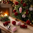 thumbnail image 4 of Kbndieu Red Velvet Christmas Balls Ornaments, 30Pcs Flocked Shatterproof Christmas Tree Balls Bulk for Christmas Tree Decorations, Xmas Decorative Hanging Ornaments for Home Holiday Decor, 4 of 9