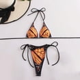 thumbnail image 3 of WREESH Womens String Bikini Sets Halter Bathing Suit Bikini Printed High-Waisted Swimsuit Bikini Two-Piece Split Swimsuit Set Orange, 3 of 7
