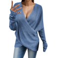 thumbnail image 1 of Gibobby Suéter cuello v, Suéter para Mujer Elegante y Ligero Manga Larga(Azul,CH), 1 of 5