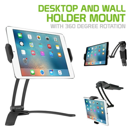 Cellet Desktop, Wall, Kitchen Counter Tablet/iPad Holder Mount with 360 Degree Rotation Compatible with Apple iPad Pro 10.5, Pro 9.7, IPad Mini 4, Samsung Galaxy Tab and More