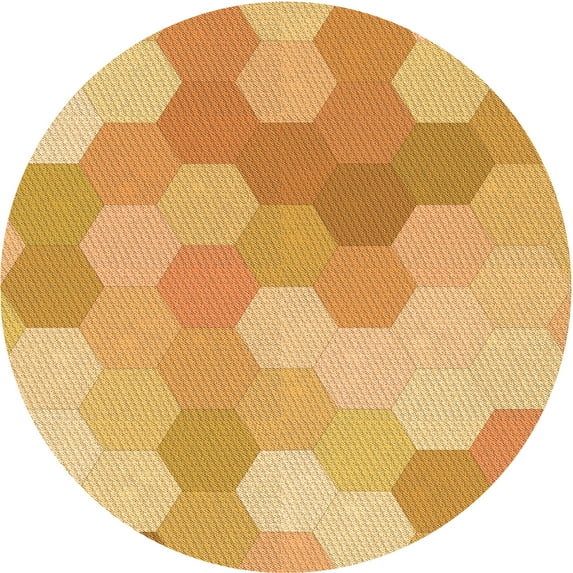 Ahgly Company Indoor Square Patterned Neon Orange Area Rugs, 3' Square