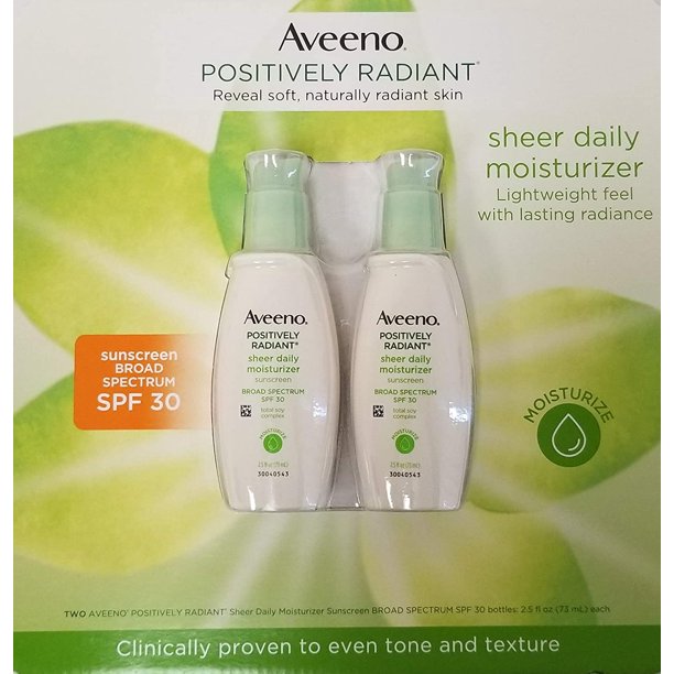 AVEENO Active Naturals Positively Radiant Daily Moisturizer SPF 30, 2.5 (2pk)