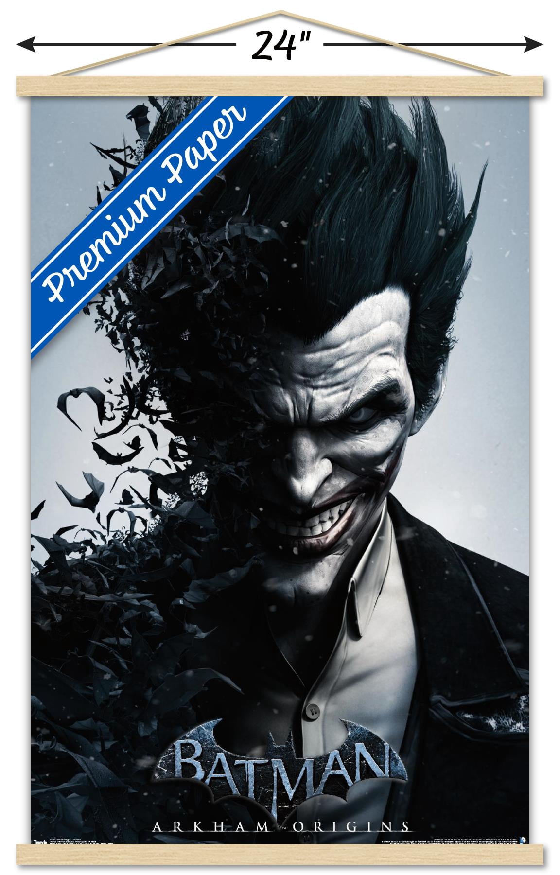DC Comics Video Game - Arkham Origins - Portrait Wall Poster with Wooden Magnetic Frame, 22.375" x 34"