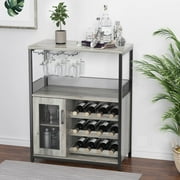 Wine Bar Cabinet With Storage,Small Liquor Cabinet,Bar Cabinet with Glass Holder for Apartment,Bar,Kitchen,Dining Room,Home Decor,36x27 inches
