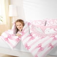 thumbnail image 3 of Manfei Girls Kawaii Bow Knot K Personalized Initial Twin Bedding Sets 7-Piece,Teens Women Cute Ribbon Bow Tie Stripes Bedding Comforter Set,Pink Reversible,Lightweight Room Decor, 3 of 7