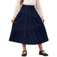 thumbnail image 2 of NAISIBABY Girls Long Skirt, High Waist Flowy Ruffle A-Line Kids Casual Tiered Maxi Skirt Navy 6T, 2 of 7