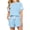 Sky blue, variant on Langwyqu Stripe Sleeve Girls 2 Piece Outfits Kids Casual Sport Sets For 4-15 Years