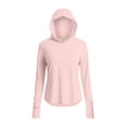 thumbnail image 7 of Sun Protection Hoodie for Women UPF 50+ Summer Long Sleeve Solid Color Lightweight Workout Shirts for Hiking Fishing Pink L, 7 of 7