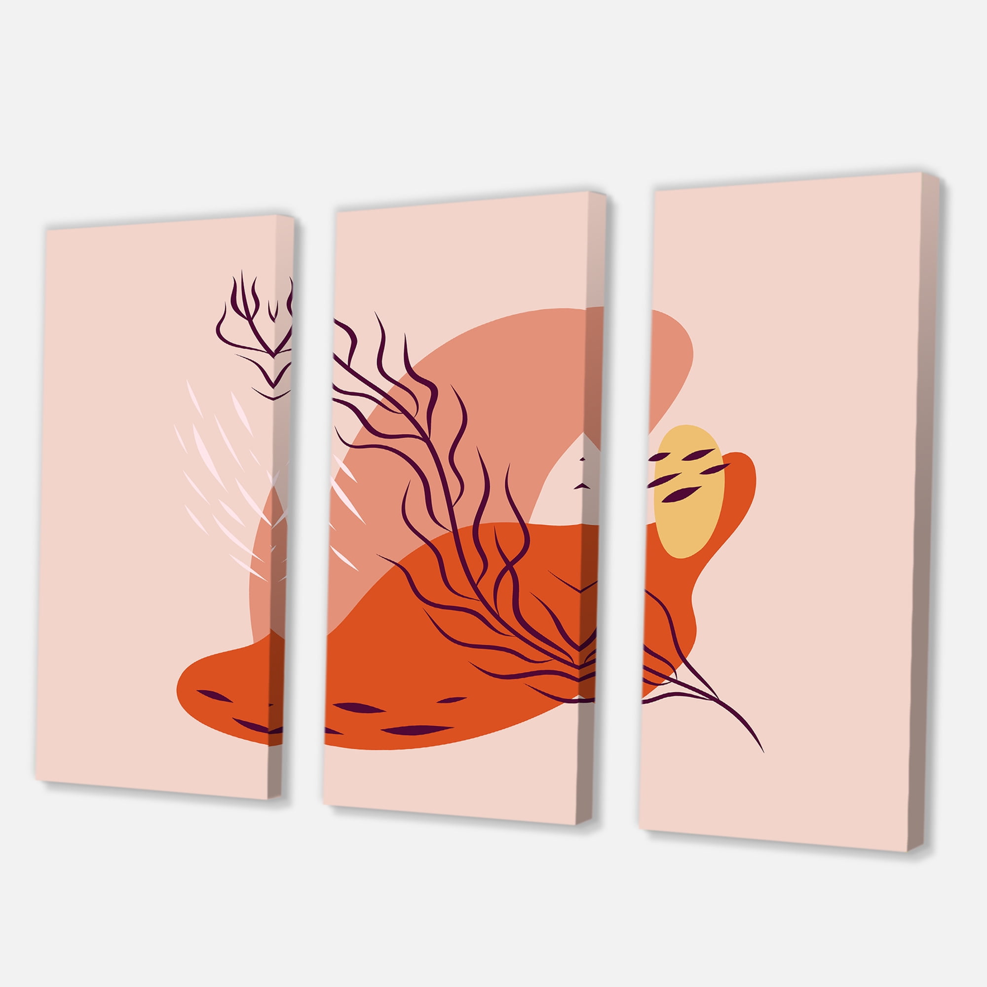 Designart ' Abstract Warm Colors Spring Leaf ' Modern Canvas Wall Art Print