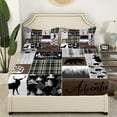 thumbnail image 3 of Hunting Bear Deer Bed Sheets Set, Rustic Cabin Patchwork Sheets Queen, Buffalo Plaid Sheet Set Farmhouse Cowboy Woodland Flat Fitted Sheet Teens Adult Women Bedroom, Brown Gray, 3 of 5