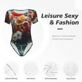 thumbnail image 4 of Rateoe Vibrant Bouquet Waterfall Printed Women Rash Guard Short Sleeve,Tummy control Swimsuit Surfing Swimsuit Bathing Suit Short-sleeved Onesie UPF 50+ -X-Large, 4 of 7