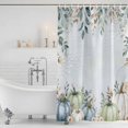 thumbnail image 3 of Green Blue Pumpkins Fall Shower Curtain, Waterproof Shower Curtains for Bathroom, Eucalyptus Leaves Thanksgiving Floral Washable Fabric Bathtub Curtain Set Bath Decor with 12 Hooks Standard 72"x72", 3 of 8