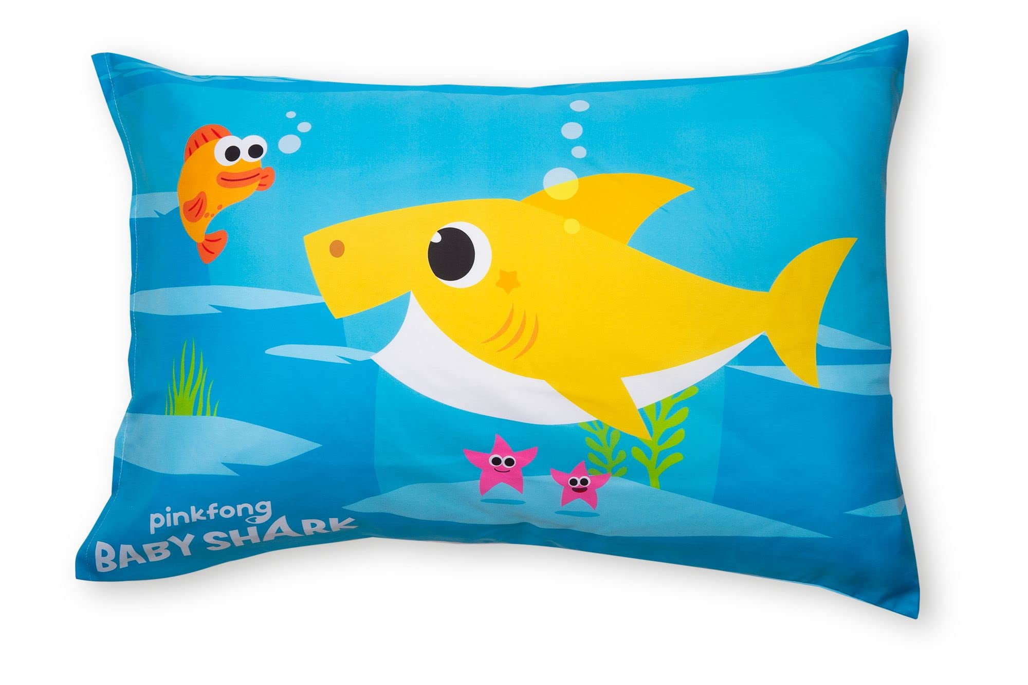 NoJo Baby Shark 2-Piece Toddler Sheet Set - Fitted Sheet and Pillow Case, White, Blue, Toddler Bed Unisex