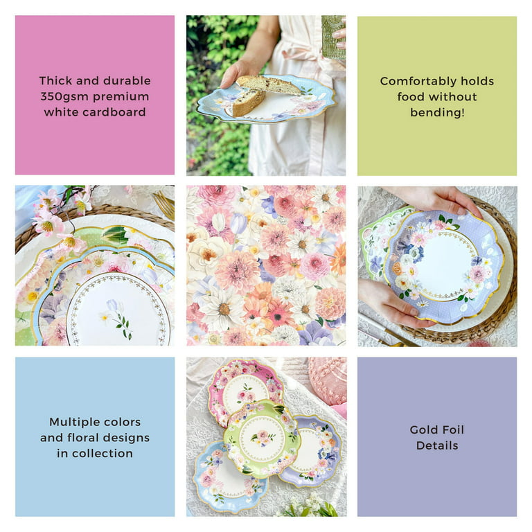 Tea Time Party 9 Premium Paper Plates - Assorted (Set of 16)