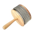thumbnail image 4 of Juguete musical de madera Cabasa con cadena de cuentas de metal para educación musical. Diámetro 13 cm, 4 of 9