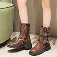 thumbnail image 5 of Brown Women'S Trendy Boots With Buckle Design And Walkable Heel, 5 of 7