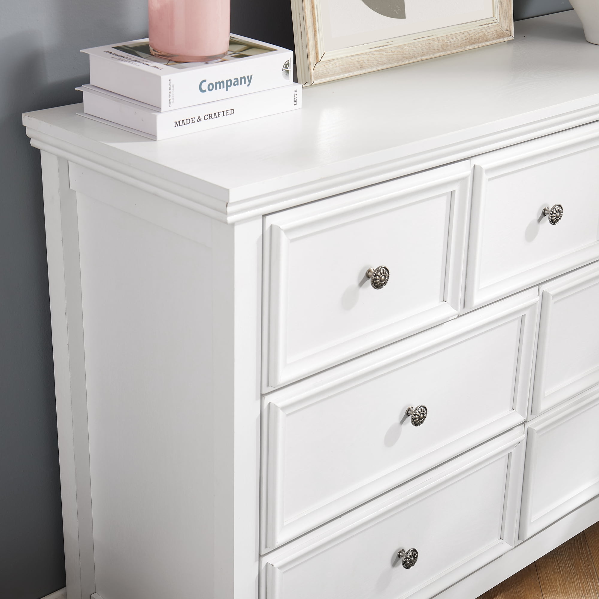 Leumius 7 Drawers Dresser,Modern 7 Drawers Cabinet Chest of Drawers Closet Organizers and Storage for Living Room,Bedroom,White