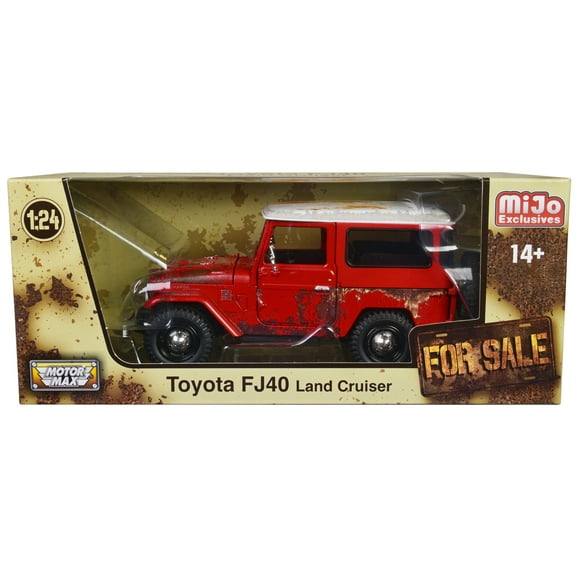 Toyota FJ40 Land Cruiser Red with White Top (Rusted Version) "For Sale" Series 1/24 Diecast Model Car by Motormax