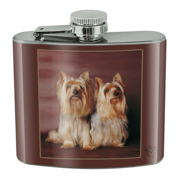 Yorkie Yorkshire Terrier Buddies Stainless Steel 5oz Hip Drink Kidney Flask