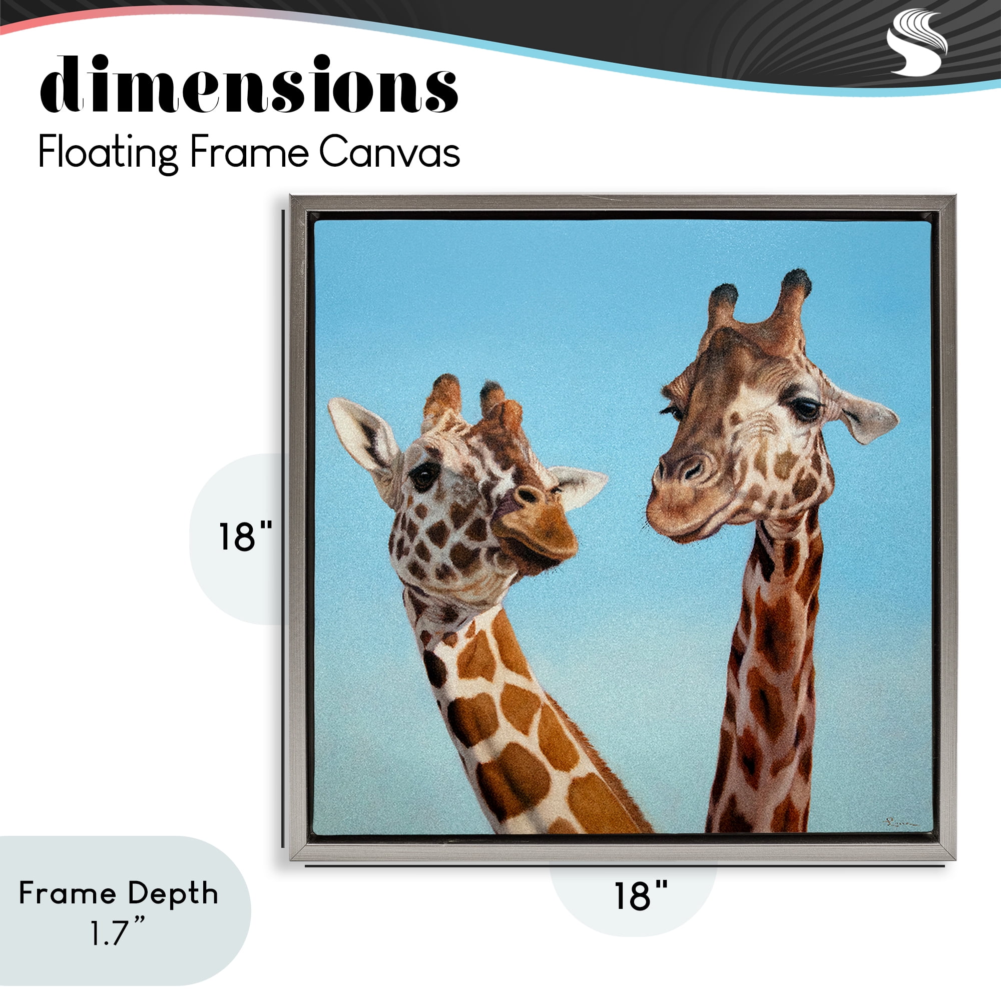 Stupell Industries Romantic Soulmate Giraffes Gray Framed Floater Canvas Wall Art, design by Lucia Heffernan