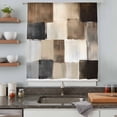 thumbnail image 5 of Black Brown Abstract Sheer Curtains 45 Inches Long, Oil Painting Color Blocks Light Filering Curtains, Breathable Simi Curtain Privacy Drapes for Kitchen Bathroom Lightweight Small Window Treatment, 5 of 9