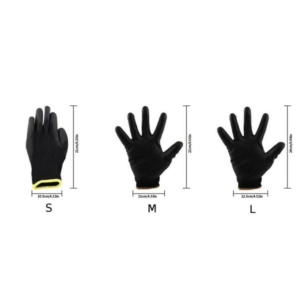 Guantes de trabajo de precisión Protección de manos Guantes flexibles de nailon antiestático con revestimiento de PU, 10 pares, xL Methold HA5743-04