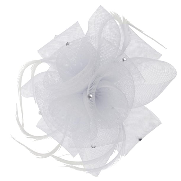 Diadema de boda con clip, tocado, flor para el cabello, pluma Blanco