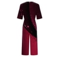 thumbnail image 4 of Baggy Jumpsuits For Women Summer Short Sleeve Overalls V Neck Loose Wide Leg Floral One Piece Rompers With Pockets Red S, 4 of 6