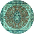 thumbnail image 1 of Ahgly Company Indoor Round Medallion Turquoise Blue Traditional Area Rugs, 4' Round, 1 of 4