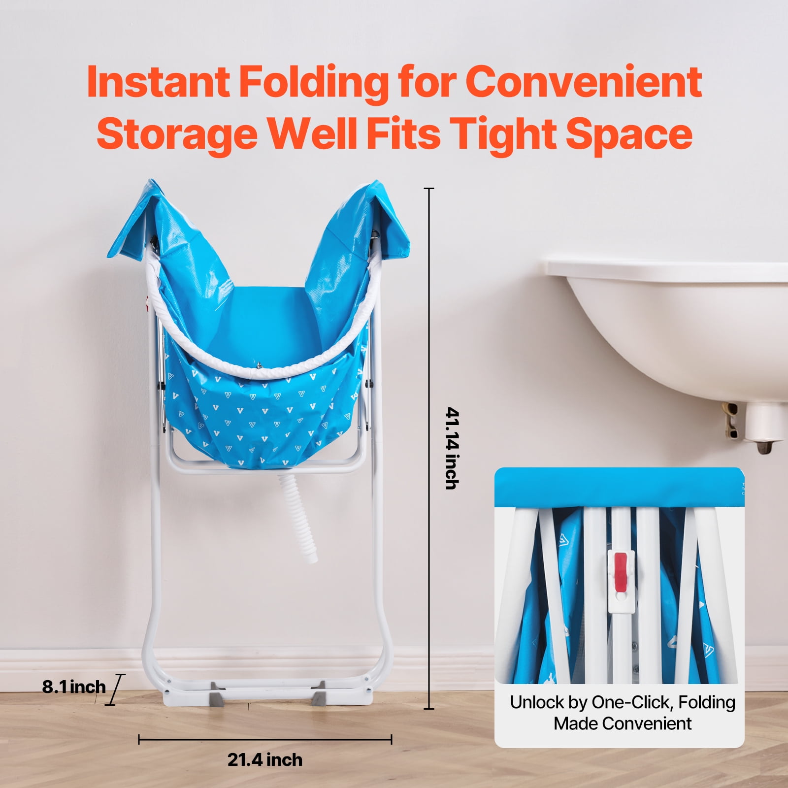 VEVOR Portable Dog Bathtub, Elevated & Foldable Space-saving Pet Shower Station with Quick Drainage, Bathing Tub, Washing & Grooming Small and Medium Size Dogs and Cats Indoor & Outdoor, Light Blue