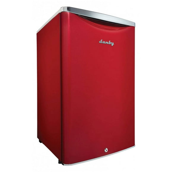 Danby 4.4 Cubic Feet Compact Sized Mini Beverage Refrigerator with Lock, Red