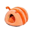 thumbnail image 2 of Caterpillar Shape Cat Bed Anti Slip Bottom Dog Sleeping Bed for Puppy Rabbit Orange, 2 of 9