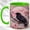 Green, variant on Cherry Blossom Raven Coffee Mug, Moon Bird Mug, Ceramic 11 oz