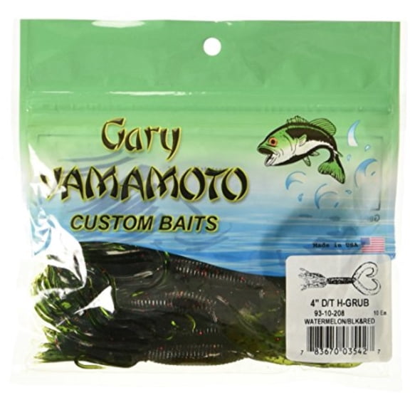 Yamamoto 5" Double Tail Hula Grub Watermelon/Blk&Red