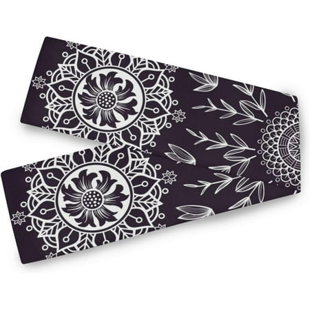 

Hyjoy Table Runner Black Mandala Machine Washable Non-Slip Farmhouse Table Runners for Dinner Party Holidays Home Decor 13 x 90 Inch