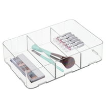 iDesign Interlocking 3-Section Drawer Organizer for Kitchen, Bathroom, or Desk Drawers, Clear