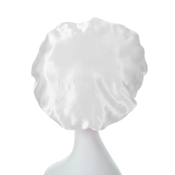 Gorro de pelo para dormir de noche para mujer, gorro de satén ajustable para el pelo rizado (blanco) Likrtyny Libre de BPA