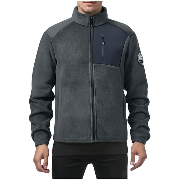 Men's Big and Tall Lightweight Jacket Solid Color Long Sleeve Stand Collar Zipper Pocket Outdoor Casual Top