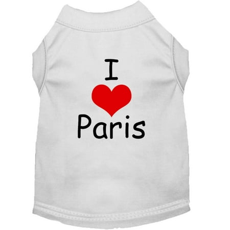 Pet Dog Cat Shirt Screen Printed, "I Love Paris"