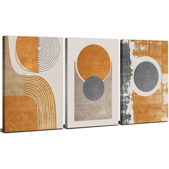 Set of 3 Boho Wall Decor Abstract Wall Art for Living Room Burnt Orange Wall Decor Mid Century Modern Geometric Painting poster Prints Beige Minimalist Neutral Pictures Artwork Home Decoration
