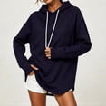 thumbnail image 2 of POTETI Womens Hoodies Pullover Casual Long Sleeve Hooded Sweatshirts Solid Color Drawstrings Tops, 2 of 6