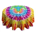 thumbnail image 4 of Colorful Rainbow Tie Dye Spiral Pattern Round Tablecloth 60"x60",Wrinkle Wipeable Table Cloth for Kitchen Dining Room Picnic Patio Party, 4 of 6