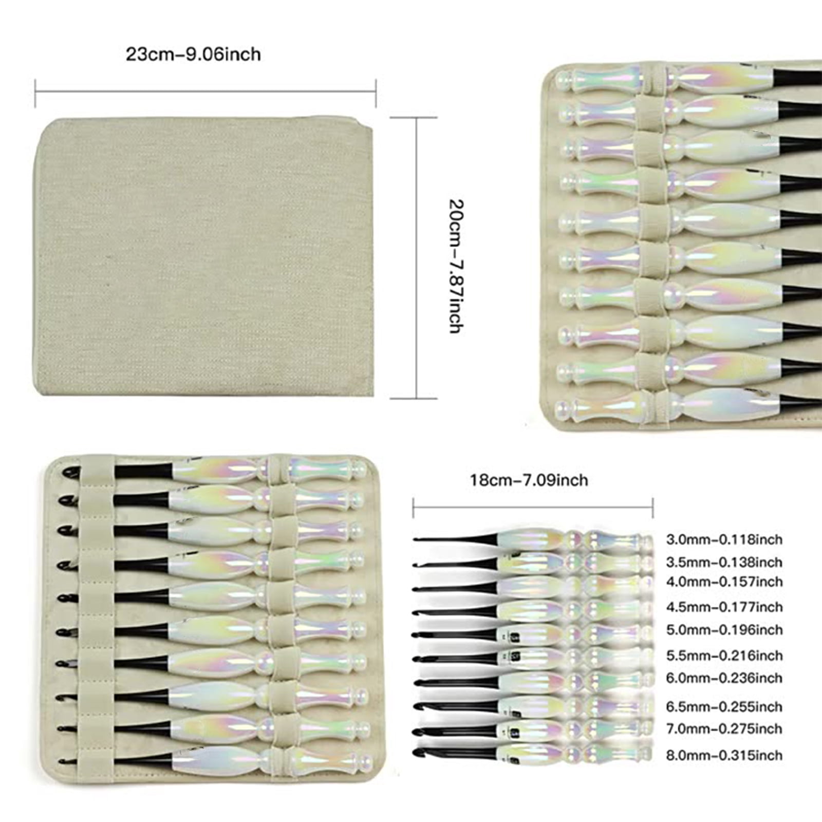 10Pcs Acrylic Handle Crochet Hook Set Ergonomic Grip Aluminium Crochet Hook Yarn Craft Tool for Sweater Scarf Socks Bag