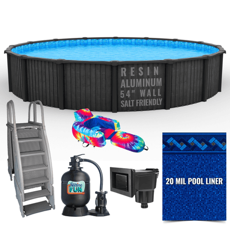 24' Round Salt-Friendly Pool Kit - 54" Aluminum/Resin - Complete System PP1024-FS