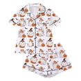 thumbnail image 3 of MEZZALL Women Halloween Print Pajama Set Lapel Collar Button Closure Chest Pocket Short Sleeve Tops With Elastic Waist Shorts Loungewear Sleepwear For Holiday 2 Piece Breathable Pjs, 3 of 9