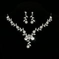 thumbnail image 2 of Sdmnsg-T Wedding Jewelry for Bride Women Bridesmaid, Sparkly Cubic Zirconia Pear-Shaped Birthstone Leaf Necklace Earrings Set for Prom, 2 of 18