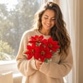 thumbnail image 6 of Luoshdecor Christmas Decorations Artificial Poinsettia Bouquet,Indoor & Outdoor Decor for Home Porch Garden,Ideal Gift for Women, 6 of 8