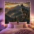 thumbnail image 2 of Wolf on Rocky Outcrop with Sunset in Mountain Valley, Majestic Illustration for Wildlife Fans, Nature Digital Art Decor, Housewarming Gift, Tapestry Wall Hanging for Bedroom and Living Room, 2 of 7