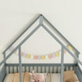 thumbnail image 3 of Miniyam Wood Full Size House-Shaped Floor Bed with Guardrails for Kids, Gray, 3 of 7