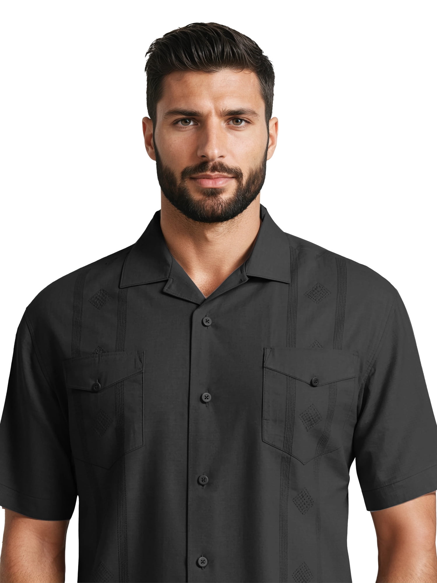 Havanera Men's and Big Men's Camp Collar Guayabera Short Sleeve Button-Down Shirt, Sizes S-5XL